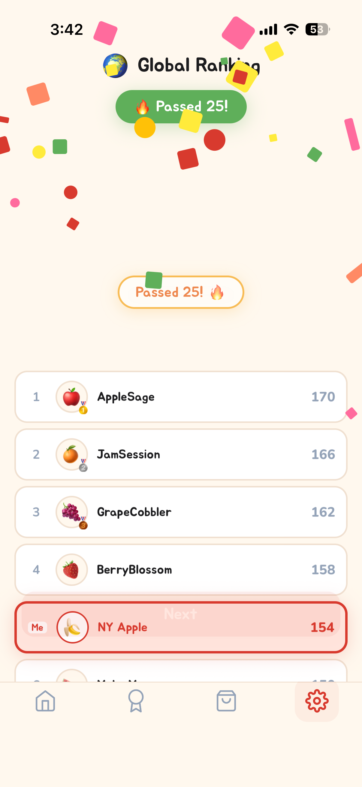 Apple Pop leaderboard screen